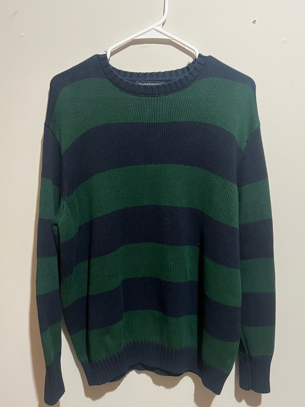 Brandy Melville Brianna Striped Crewneck Sweater (Navy Blue & Forest Green) 💙💚